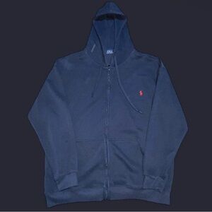 Ralph Lauren Navy Zip-Up Hoodie with Red Logo